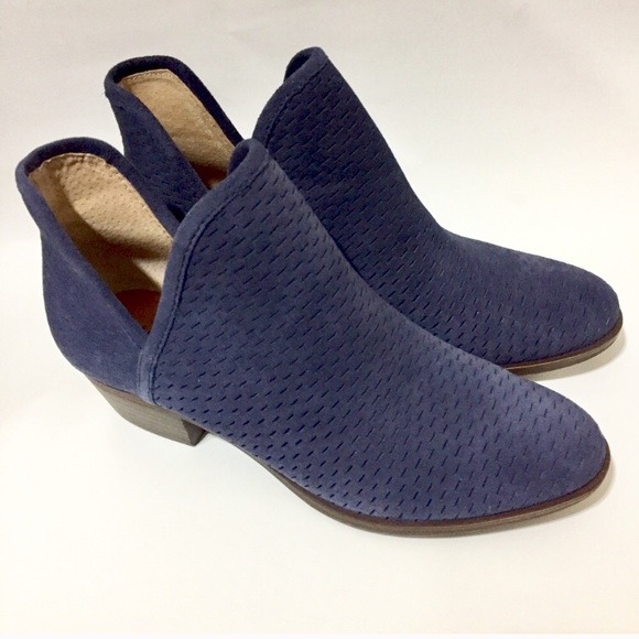 Sold Lucky Brand Baley Suede Blue Booties - Picture 4 of 8